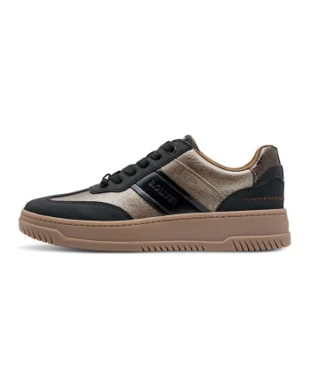 Pantofi sport low-cut de piele ecologica, Auriu/Negru
