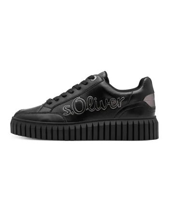 Pantofi sport din piele ecologica cu logo, Negru