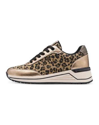 Pantofi sport wedge low cut, Auriu/Maro deschis