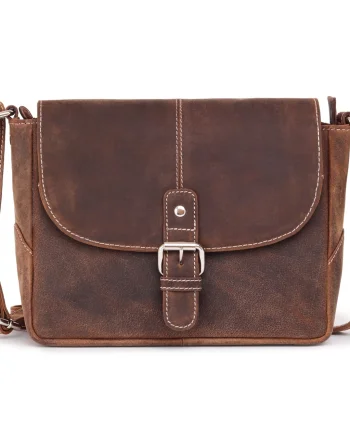 Geanta de umar unisex, Gabriele GT3868, piele naturala, Maro inchis