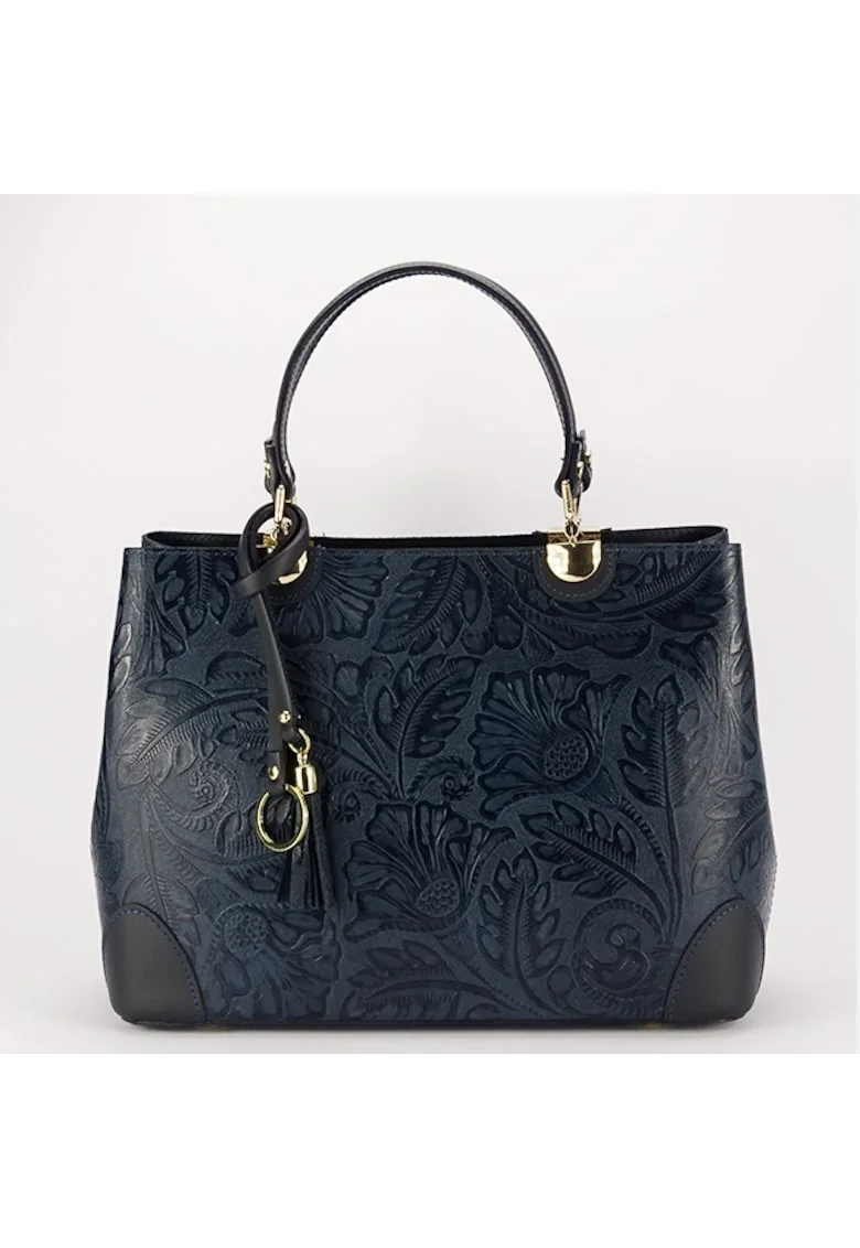 Geanta dama din piele naturala B-8952, Bleumarin, 24x31.5x12