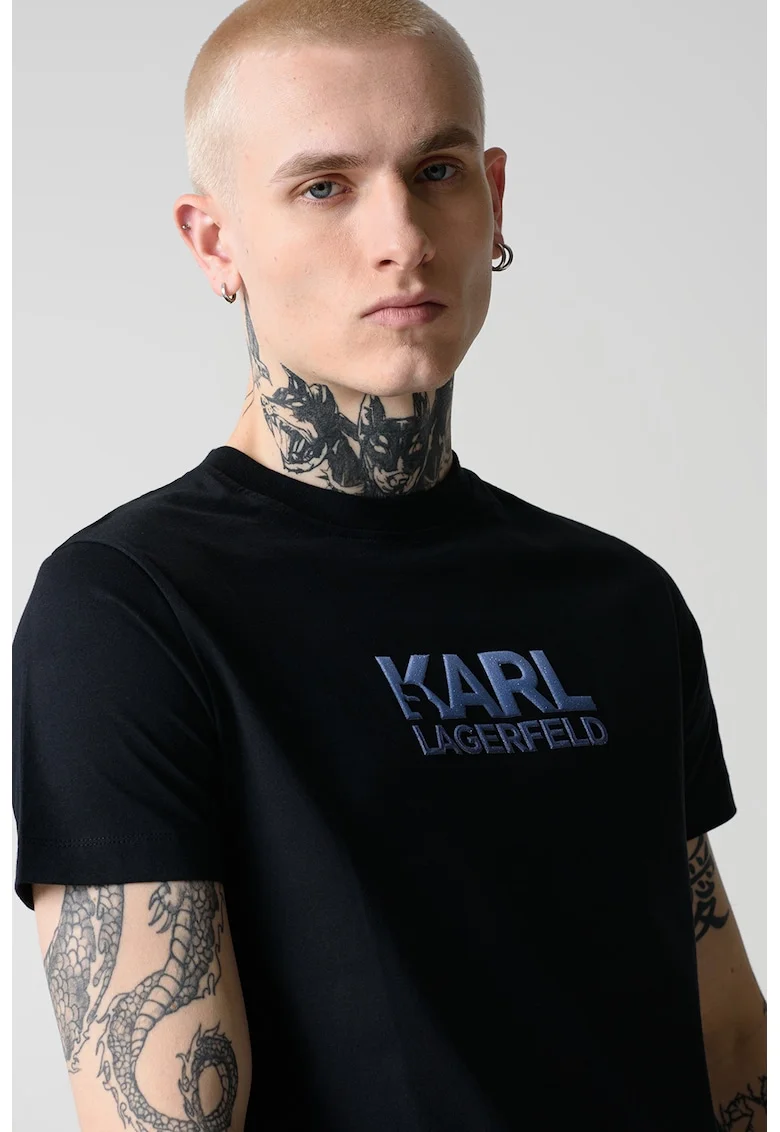 Tricou de bumabc cu imprimeu logo, Albastru ultramarin