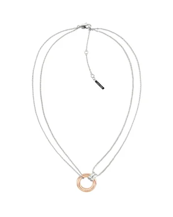 Colier  lant dublu cu cerc 35000631, Argintiu, Rose gold