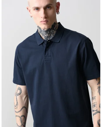 Tricou polo relaxed fit, Bleumarin