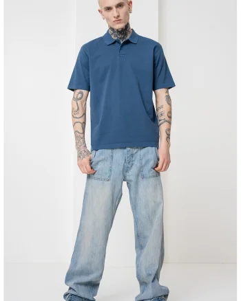 Tricou polo relaxed fit, Albastru inchis
