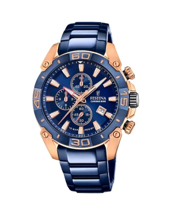 Ceas barbatesc  F20711/1 Quartz Rose gold, Albastru