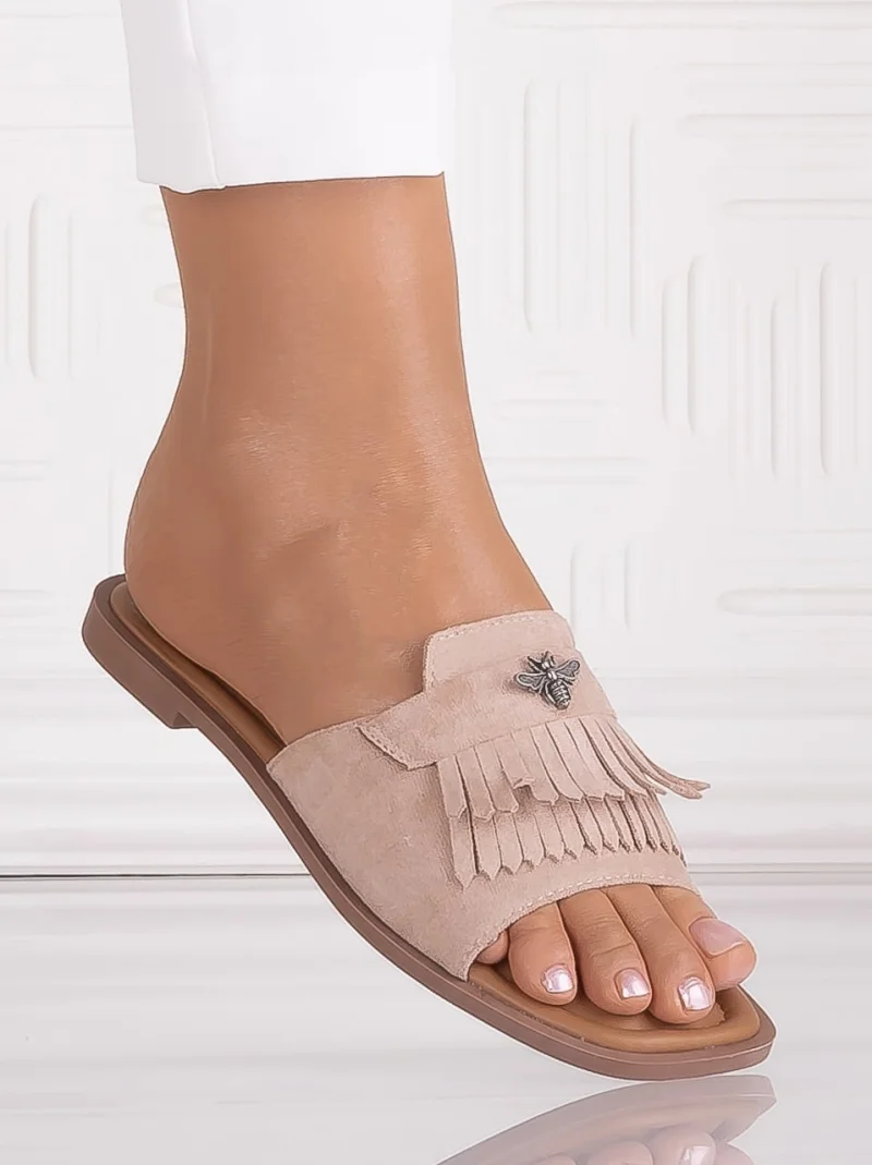 Papuci dama Kaki din Piele Întoarsa Ecologica Roese