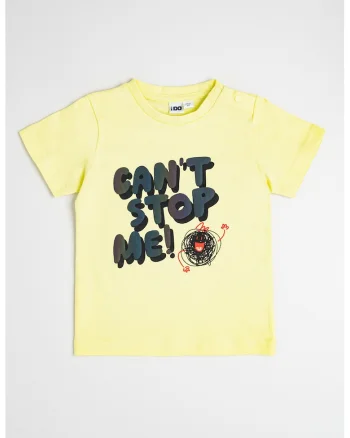 Tricou cu decolteu la baza gatului si imprimeu text, Negru/Verde fistic