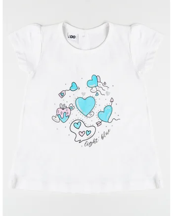Tricou din bumbac cu imprimeu si croiala in A, Alb optic