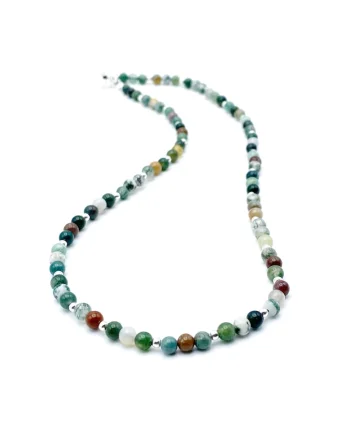 Colier cu pietre naturale Agate si bile din Argint 925, reglabil