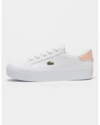 Pantofi sport cu talpa flatform si logo, Alb/Roz somon