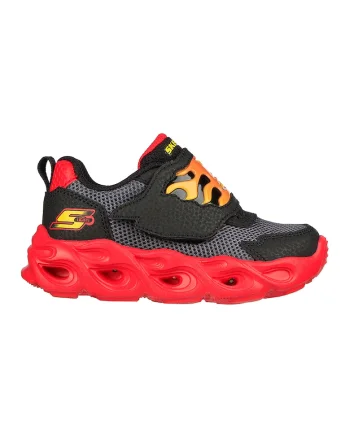 Pantofi sport cu velcro si LED-uri Thermo-Flash - Flame, Rosu/Negru