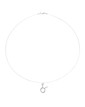 Colier fir transparent cu pandantiv zodia Taur din Argint 925, reglabil