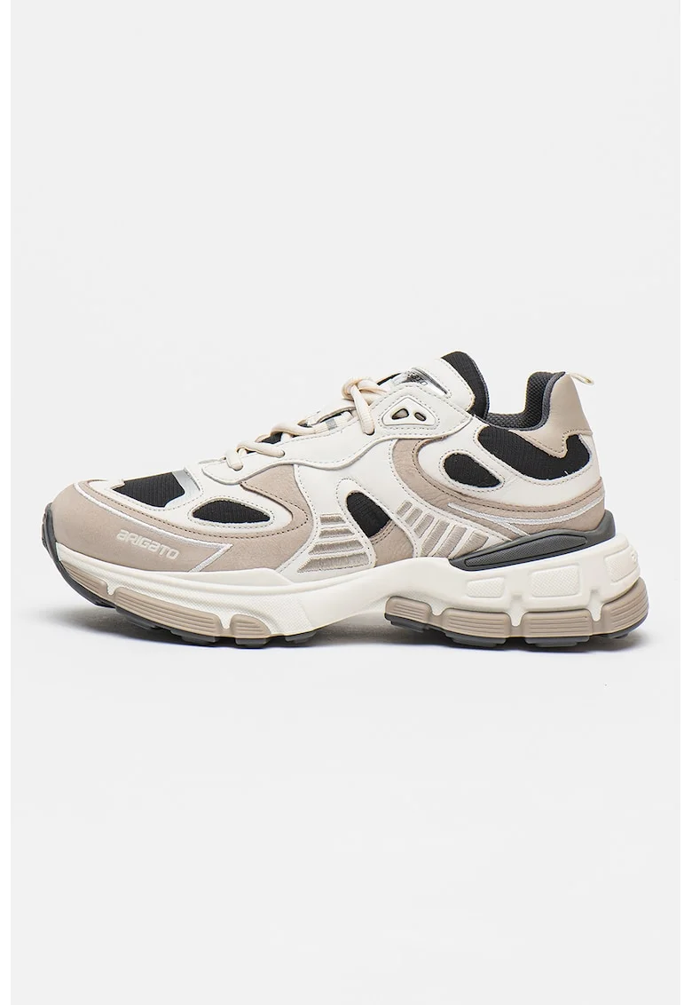 Pantofi sport cu detaliu logo, Negru/Grej/Bej deschis