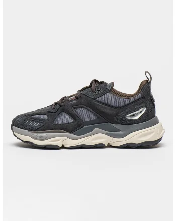 Pantofi sport cu insertii din piele si piele intoarsa, Negru/Gri
