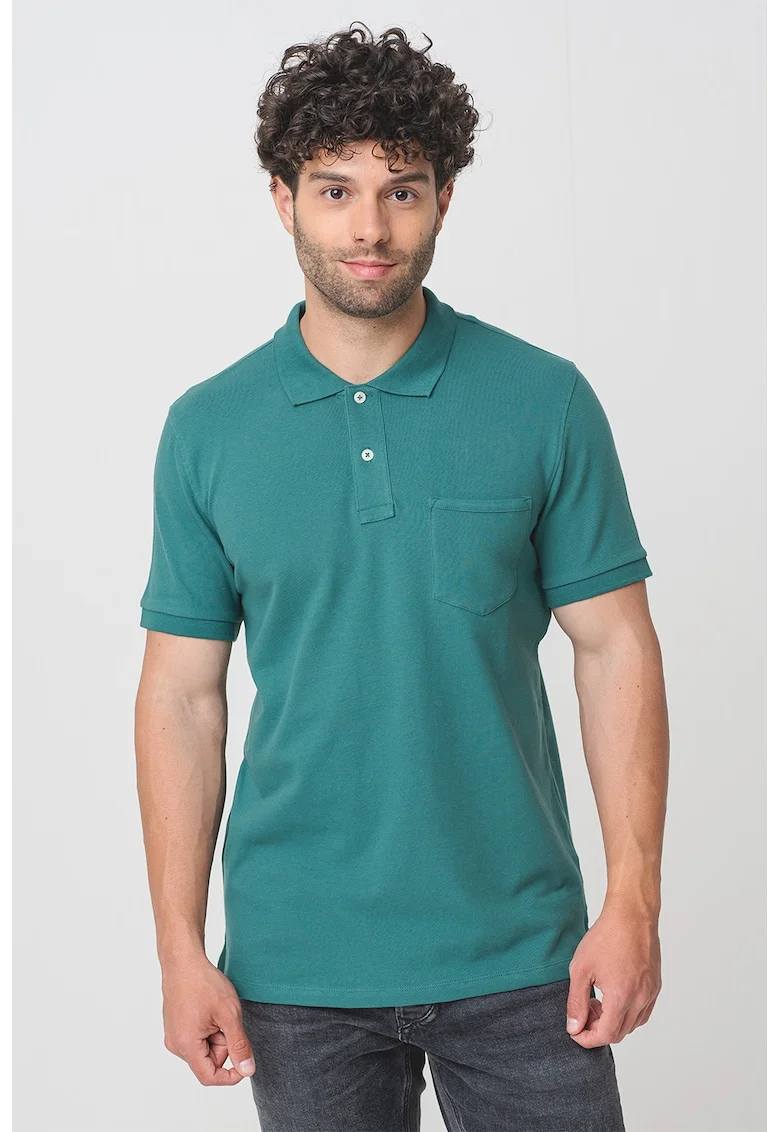 Tricou polo cu buzunar pe piept, Verde englez