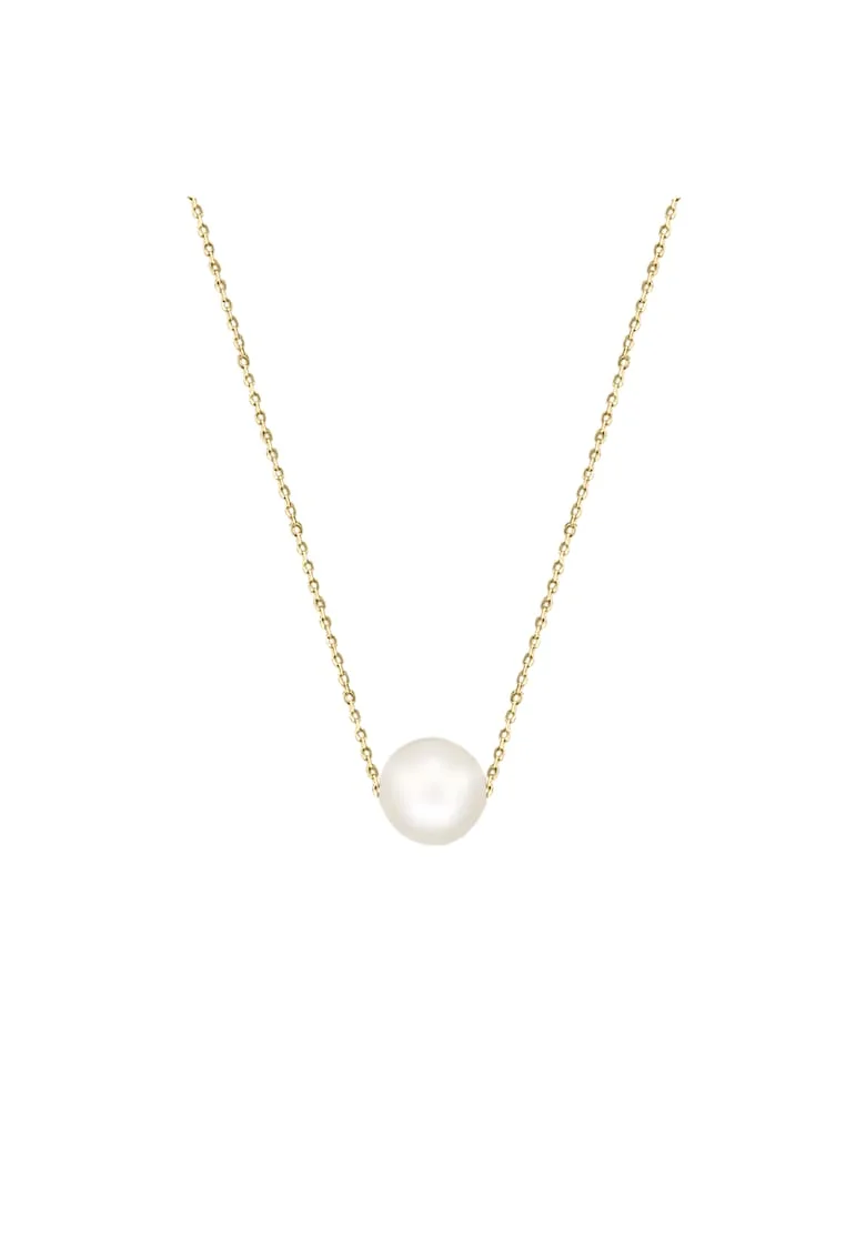 Colier Aur 585 -14K cu perla de cultura, lant 42 cm, 40 cm - Perla 10 mm