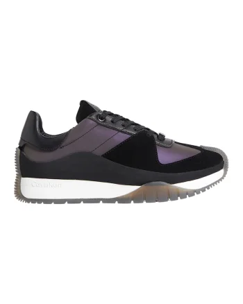 Pantofi sport cu garnituri din piele intoarsa, Negru