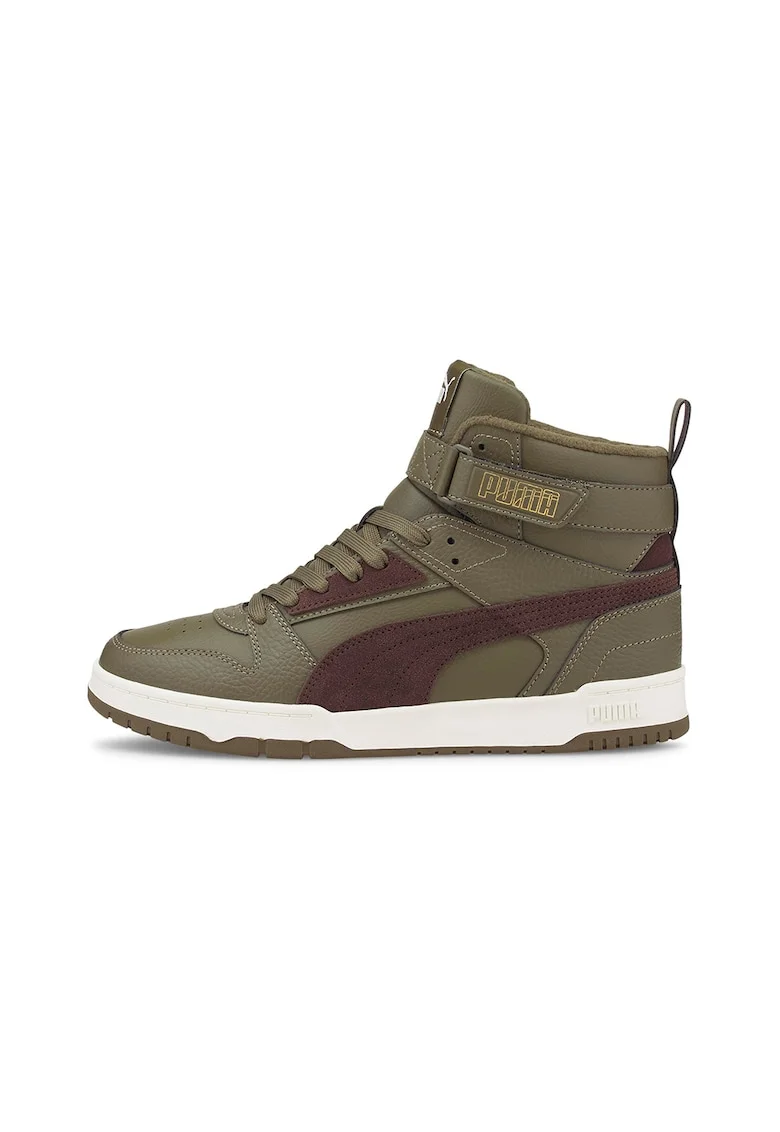Pantofi sport mid-high de piele si piele ecologica RBD Game WTR, Kaki