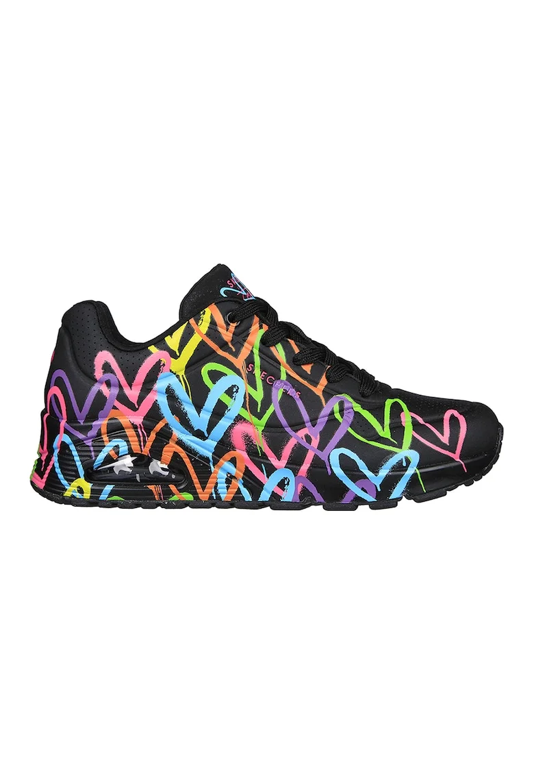 Pantofi sport de piele ecologica cu imprimeu contrastant Uno-Highlight Love, Negru/Albastru