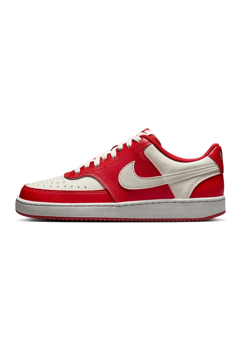 Pantofi sport Court Vision Low Next Nature din piele ecologica, Alb/Rosu inchis