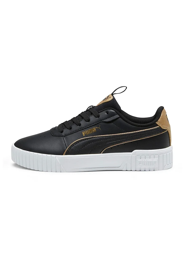 Pantofi sport de piele ecologica Carina 2.0, Alb/Auriu/Negru