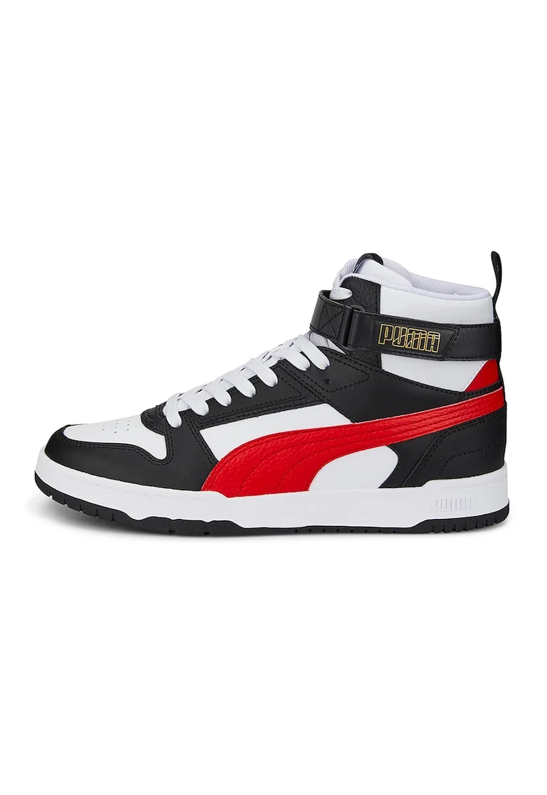 Pantofi sport high-top unisex cu insertii din piele RBD Game, Rosu/Alb/Negru