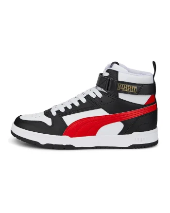 Pantofi sport high-top unisex cu insertii din piele RBD Game, Rosu/Alb/Negru