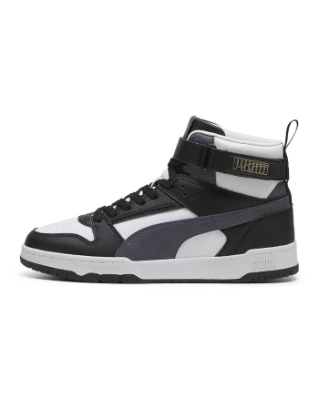 Pantofi sport high-top unisex cu insertii din piele RBD Game, Negru/Gri