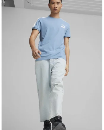 Tricou cu detaliu logo pe piept, Albastru prafuit