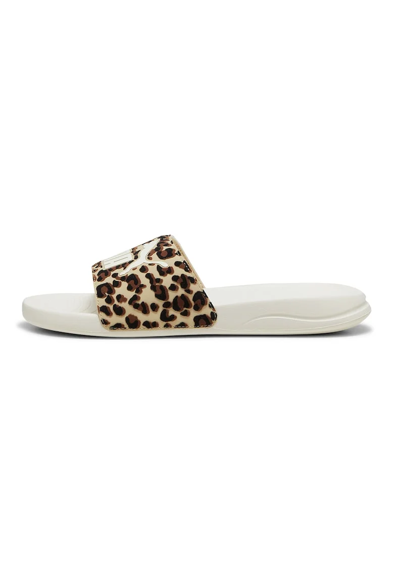 Papuci cu animal print Popcat 20 I Am The Drama, Negru/Bej