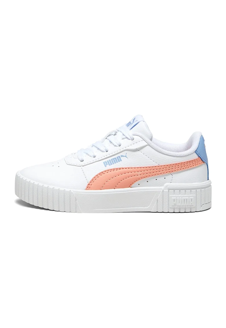 Pantofi sport de piele ecologica Carina, Alb/Piersica