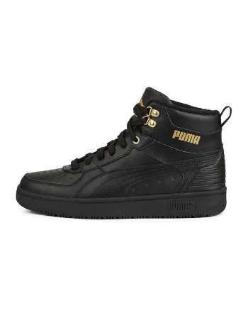 Pantofi sport mid-high de piele si piele ecologica Rebound Rugged, Auriu/Negru stins