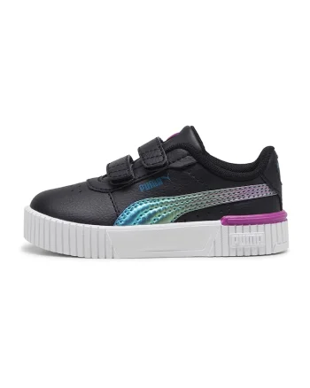 Pantofi sport de piele ecologica cu velcro Carina 2.0, Albastru pastel/Negru/Roz fandango