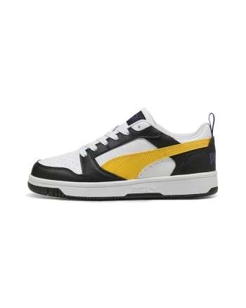 Pantofi sport Rebound V6 din piele ecologica, Alb/Negru/Galben