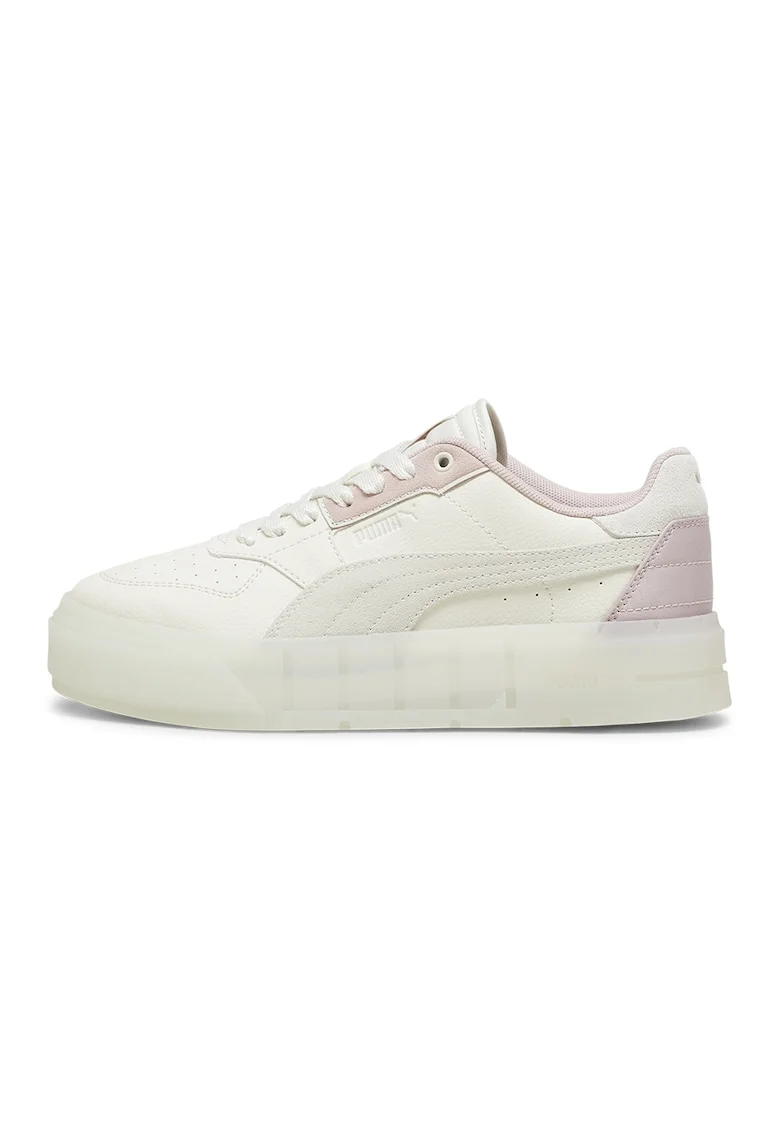Pantofi sport de piele ecologica Cali Court, Alb murdar