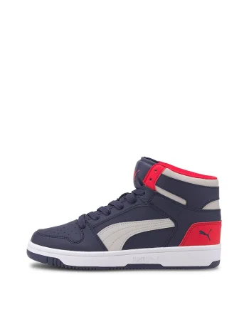 Pantofi sport mid-high de piele ecologica, cu model colorblock Rebound Layup