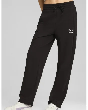 Pantaloni de trening cu talie inalta si logo, Negru