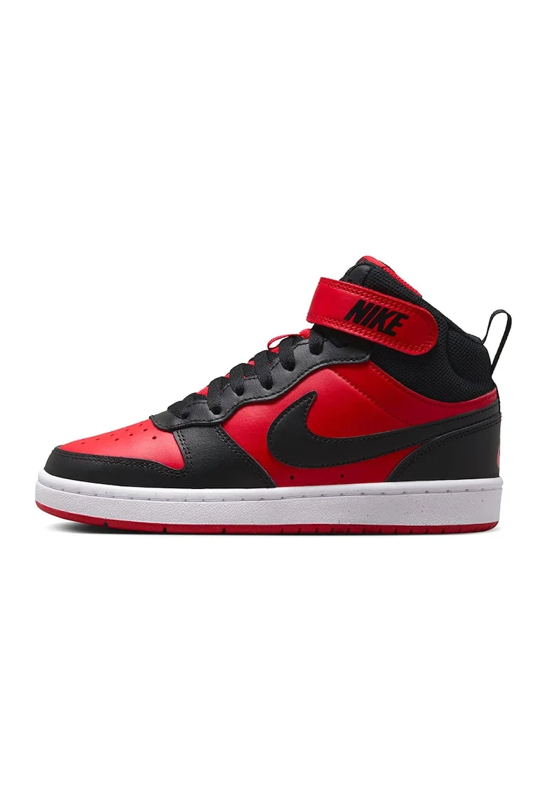 Pantofi sport mid-high cu insertii de piele Court Borough 2, Rosu/Negru
