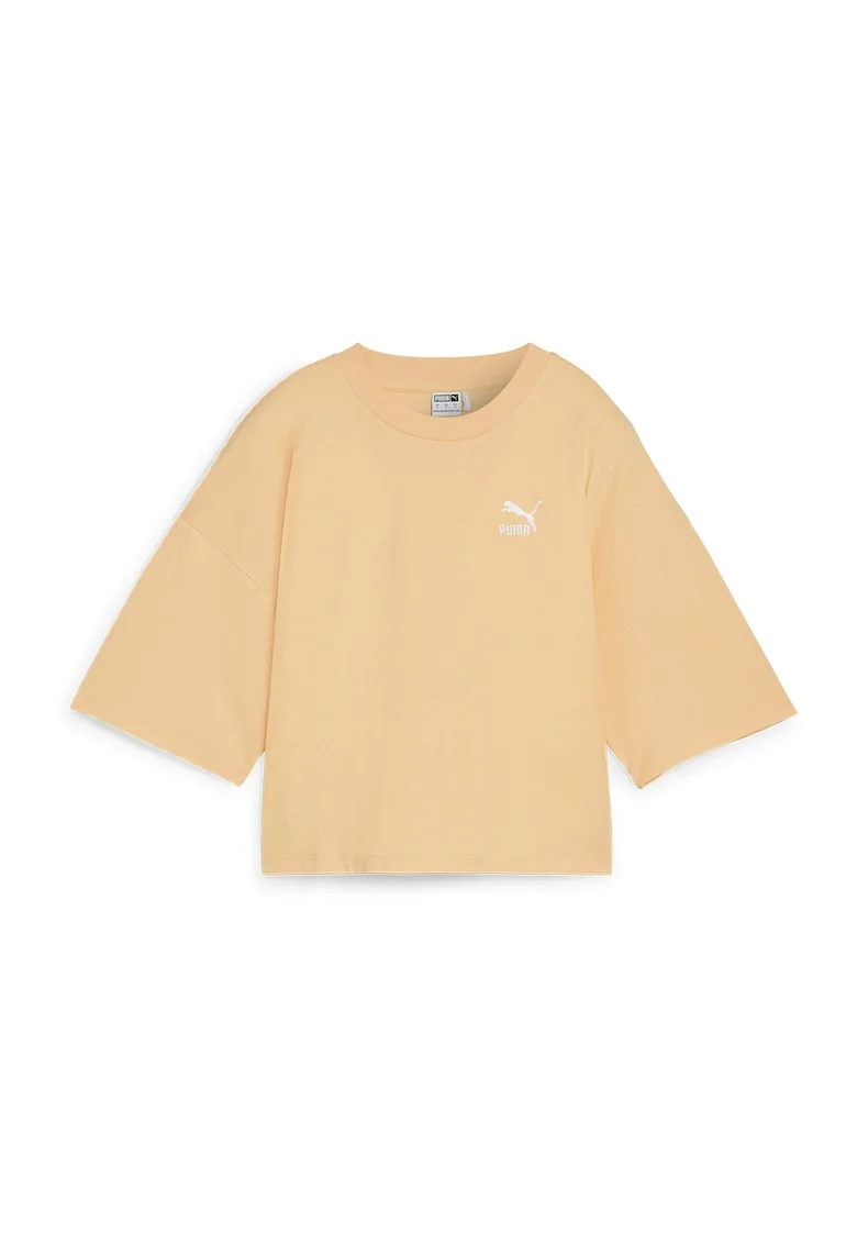 Tricou crop supradimensionat cu maneci cazute, Piersica