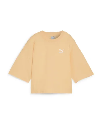 Tricou crop supradimensionat cu maneci cazute, Piersica