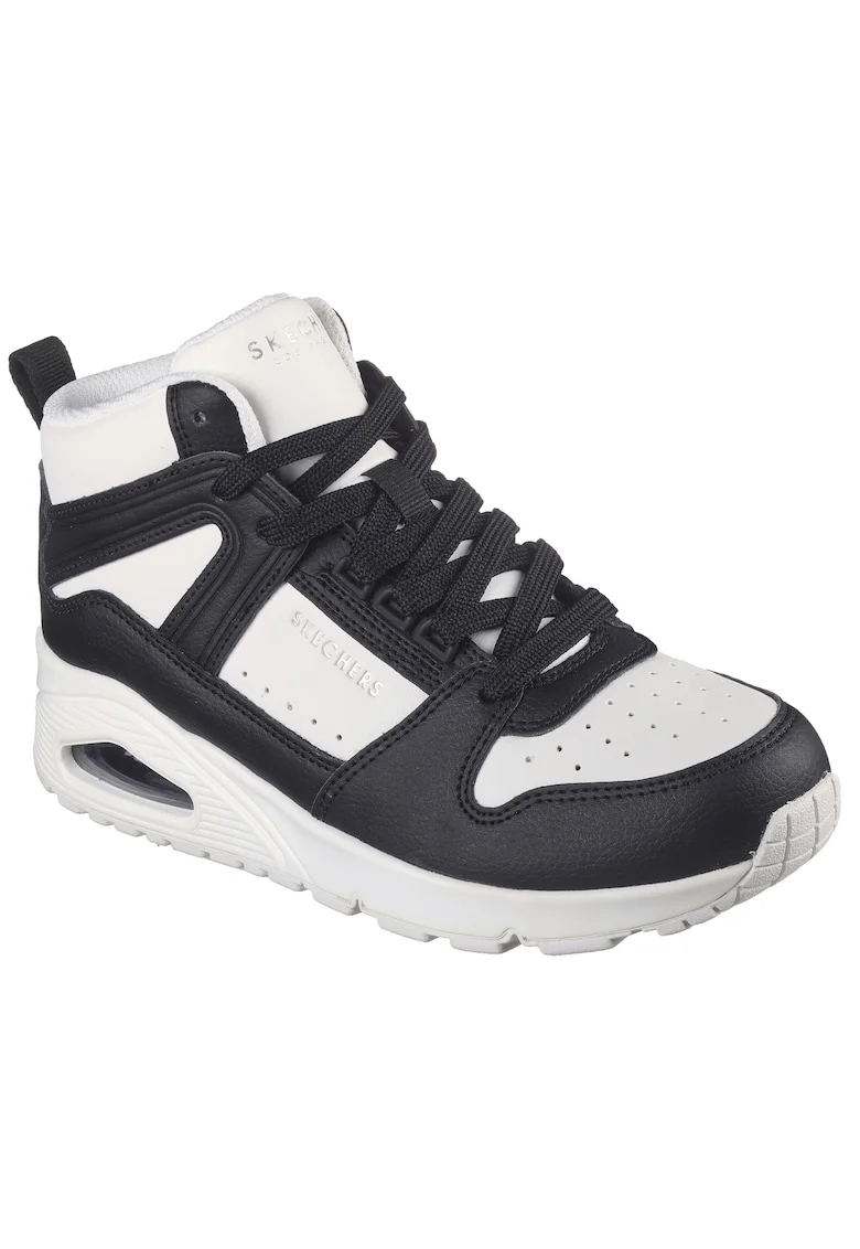 Pantofi sport medii de piele ecologica Uno Regards, Alb/Negru