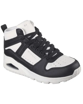 Pantofi sport medii de piele ecologica Uno Regards, Alb/Negru