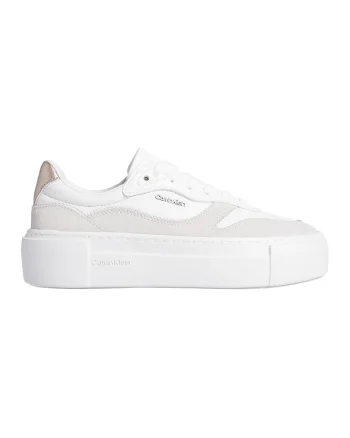 Pantofi sport flatform cu garnituri de piele intoarsa, Alb