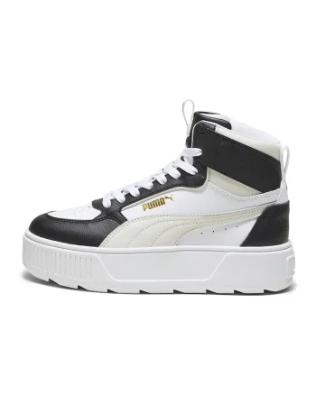 Pantofi sport medii de piele si piele ecologica Karmen, Alb/Negru