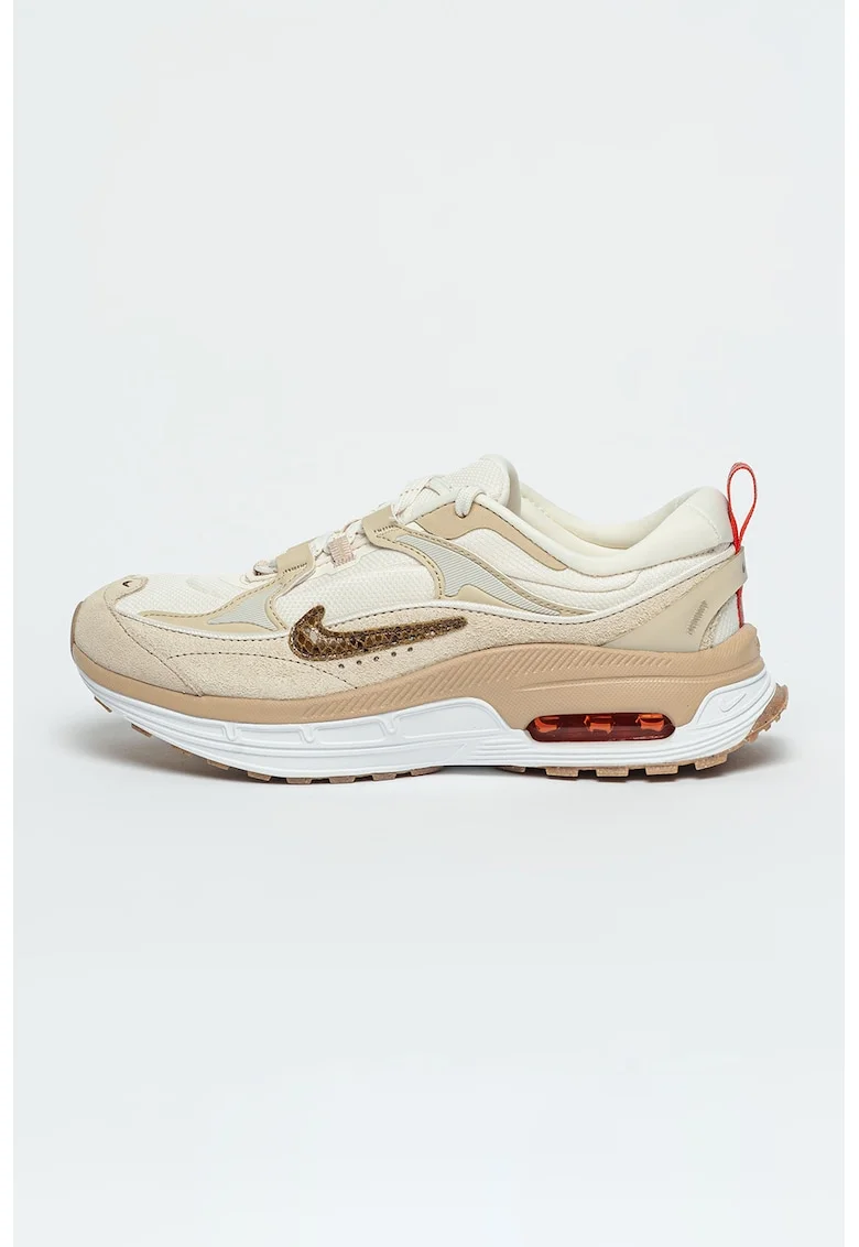 Pantofi sport cu insertii din piele intoarsa Air Max Bliss, Alb fildes/Maro deschis