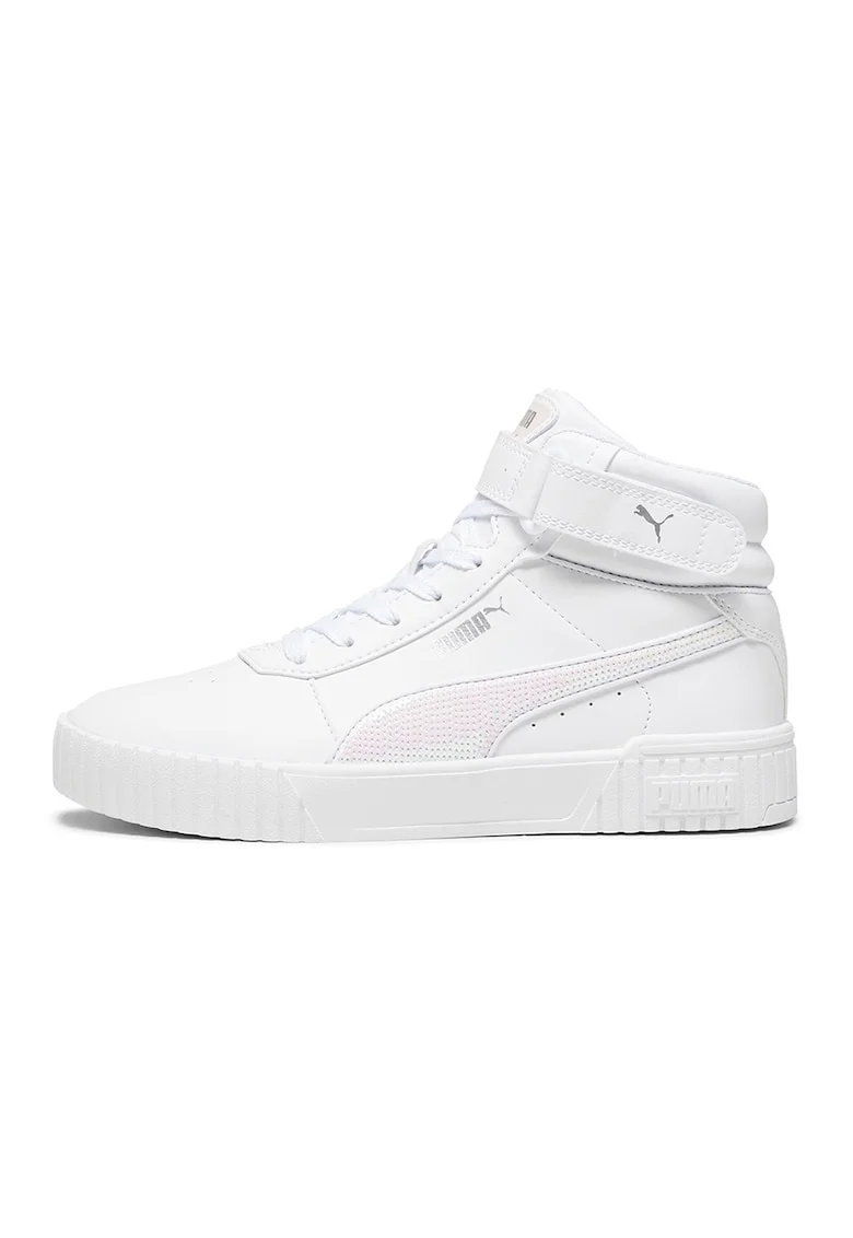 Pantofi sport mid-high de piele ecologica si piele Carina 2.0, Alb