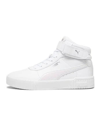 Pantofi sport mid-high de piele ecologica si piele Carina 2.0, Alb