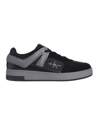 Pantofi sport cu insertii de piele intoarsa, Negru/Gri carbune