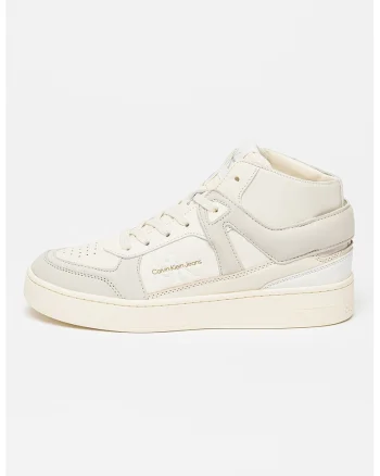 Pantofi sport mid-cut de piele, Gri/Bej